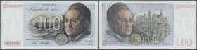 Deutschland - Bank Deutscher Länder + Bundesrepublik Deutschland: 100 DM 1948 Franzosenschein, Ro.256, ebenfalls in herausragender Erhaltung mit einem...