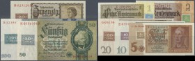 Deutschland - DDR: Satz Kuponausgaben 1948 1 - 100 Mark inkl. der 20 Mark Österreicherin mit Klebemarke, Ro.330b, 331b, 333b, 334b, 335c, 336a, 337d, ...