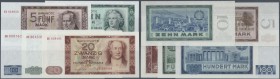 Deutschland - DDR: Banknotensatz 1964 von 5 bis 100 Mark, dabei die 20, 50 und 100 Mark als Ersatznote, Ro.354a, 355a, 356b, 357b, 358b, alle in kasse...