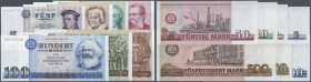 Deutschland - DDR: Banknotensatz 1971/75 mit den beiden nicht mehr verausgabten Noten zu 200 und 500 Mark, Ro.359c, 360a, 361a, 362a, 363a, 364a, 365a...