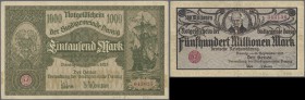 Deutschland - Nebengebiete Deutsches Reich: Danzig, 10 Pf. 1916 (Ro. 784), 2 x 50 Pf. 1919 (Ro. 790), 1000 Mark 1923 (Ro. 795), 500 Millionen Mark 192...