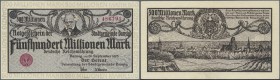 Deutschland - Nebengebiete Deutsches Reich: Danzig, 500 Mio. Mark, 26.9.1923, P. 28a, Randdruck grau, eine leichte Längsfalte, Erhaltung: XF+.