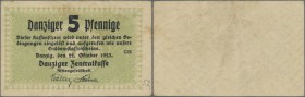 Deutschland - Nebengebiete Deutsches Reich: Danzig, 5 Danziger Pfennige, 22.10.1923, P. 34a, leichte Falten im Papier, Erhaltung: VF.