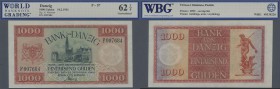 Deutschland - Nebengebiete Deutsches Reich: Danzig 1000 Gulden 10.02.1924, Ro.837, winzige bestoßene Ecke rechts unten, sonst einwandfrei, WBG Grading...