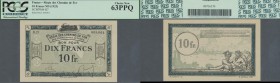 Deutschland - Nebengebiete Deutsches Reich: Régie des Chemins de Fer des Territoires Occupés (RCFTO) 10 Francs o.D.1923, Ro.861a mit Serie B.21 in nah...