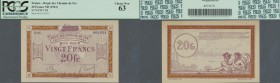 Deutschland - Nebengebiete Deutsches Reich: Régie des Chemins de Fer des Territoires Occupés (RCFTO) 20 Francs o.D.1923 mit Serie B.21 und regulärer S...