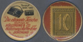 Deutschland - Briefmarkennotgeld: Dortmund, Hüllstrung & Co., 10 Pf. Ziffer, Zelluloid, MUG rot