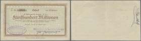 Deutschland - Notgeld - Baden: Haslach, Südwestdeutsche Hartstein-Industrie GmbH, 500 Mio. Mark, 18.10.1923, gedruckter Scheck auf Bezirkssparkasse Ha...
