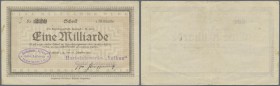 Deutschland - Notgeld - Baden: Haslach, Hartsteinwerke ”Vulkan”, 1 Mrd. Mark, 18.10.1923, gedruckter Scheck auf Bezirkssparkasse Haslach, Aussteller g...