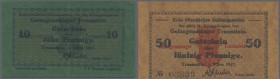 Deutschland - Notgeld - Bayern: Traunstein, Gefangenenlager, 10, 50 Pf. (KN schwarz), 1.3.1917, Erh. II-, I-II, total 2 Scheine