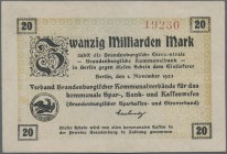 Deutschland - Notgeld - Berlin und Brandenburg: Berlin, Verband Brandenburgischer Kommunalverbände, 20, 50, 100 Mrd. Mark, 1.11.1923, gebraucht bis st...