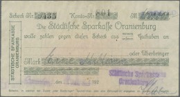 Deutschland - Notgeld - Berlin und Brandenburg: Oranienburg, Städt. Sparkasse, 1 Mio. Mark, 11.8.1923, 300, 500 Tsd., 1, 2 Mio. Mark, 13.8.1923, 500 T...
