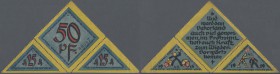 Deutschland - Notgeld - Bremen: Bremen, Casino, 4 x 25 Pf., 2 x 50 Pf., o. D. - 31.12.1922, ein vollständig zusammenhängendes Dreieck mit den Scheinen...
