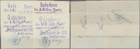 Deutschland - Notgeld - Elsass-Lothringen: Buchsweiler, Oberelsass, Bürgermeister, 1, 2, 3, 5, 10 Mark, o. D., Erh. I-, total 5 Scheine