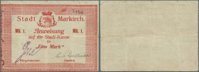 Deutschland - Notgeld - Elsass-Lothringen: Markirch, Oberelsass, Stadt, 1 Mark, o. D. (7.8.1914), ohne ”i.V.”, unentwertet (Dießner 250 €), Erh. III...