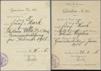 Deutschland - Notgeld - Elsass-Lothringen: St. Amarin, Oberelsass, Stadt, 2, 10 Mark, 1.10.1914 (1. b.), 5 Mark, 4.11.1914 (2. c.), 20 Mark, 30.11.191...