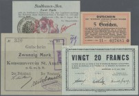 Deutschland - Deutsches Reich bis 1945: Album mit 75 Scheinen meist besserer Ausgaben, dabei KGF-Lager WK I., 5 teils bessere Scheine Elsass 1914, Mül...