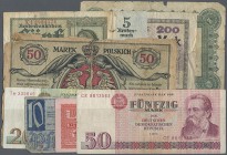 Deutschland - Sonstige: großer Posten mit 134 Banknoten und Notgeld vom Kaiserreich bis DDR in meist stark gebrauchter Erhaltung, dabei 5 Rentenmark 1...