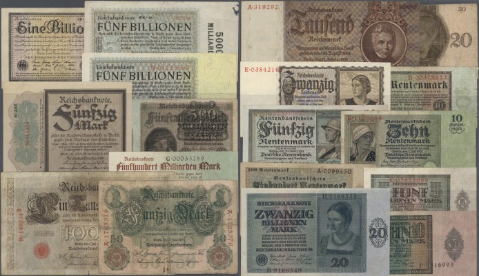 Deutschland - Sonstige: Sehr schöne Sammlung deutscher Banknoten in 2 Alben mit ...