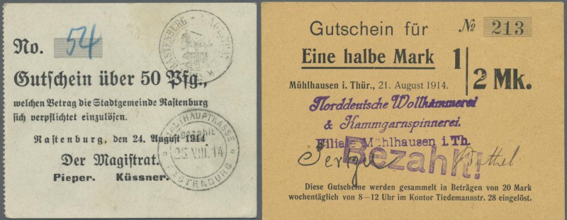 Deutschland - Notgeld: 1914, Lot von 70 verschiedenen Scheinen in üblicher Zusam...