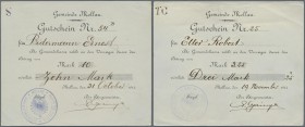 Deutschland - Notgeld - Elsass-Lothringen: Mollau, Oberelsass, Gemeinde, 8 Mark, 15.10.1914, 2 x 10 Mark, 31.10.1914, 3,25 Mark (Nennwert nicht bei Di...