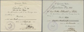 Deutschland - Notgeld - Elsass-Lothringen: Urbis, Oberelsass, Gemeinde, 4 Mark, 3.9.1914, 12 Mark, 5.9.1914, 31.12.1914, 25 Mark, 24.12.1914, 27 Mark,...