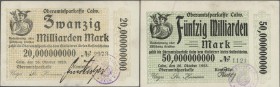 Deutschland - Notgeld - Württemberg: Calw, Stadt, 500 Tsd., 3 x 1 Mio. Mark, 10.8.1923, 20.8.1923, 10 Mio. Mark, 1.9.1923, 2 Mrd. Mark, 22.10.1923, 20...