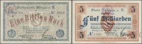 Deutschland - Notgeld - Württemberg: Ehingen, Stadt, 2 x 50 Pf., 1920, 1, 5, 10, 20, 3 x 100 Mrd., 3 x 1 Billion Mark, unterschiedliche Daten 1923, ge...