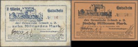 Deutschland - Notgeld - Württemberg: Erbach, Gemeinde, 10 Mio. bis 1 Billion Mark, verschiedene Daten vom 28.9.1923 bis 10.1.1924, unterschiedliche Er...