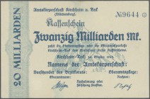 Deutschland - Notgeld - Württemberg: Kirchheim, Stadt, 4 Scheine Verkehrsausgaben 1917/1918, Erh. I, 3 Scheine 5, 10, 20 Mark, 1918, Erh. I, dito, Amt...