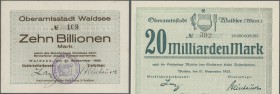 Deutschland - Notgeld - Württemberg: Waldsee, Oberamtsstadt, 2 Mio. bis 10 Billionen Mark, 26.8.1923 und 21.9.1923, mit vielen Varianten und 4 Billion...