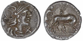 RÉPUBLIQUE ROMAINE
Pompeia, Sextus Pompeius Faustulus. Denier ND (137 av. J.-C.), Rome.
RRC.235/1 ; Argent - 3,83 g - 17 mm - 9 h 
Belle patine anc...