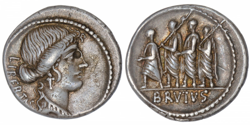 RÉPUBLIQUE ROMAINE
Junia, Q. Servilius (Marcus Junius) Brutus. Denier ND (54 av...
