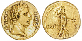EMPIRE ROMAIN
Auguste (27 av. J.-C. - 14 ap. J.-C.). Aureus ND (11-10 av. J.-C.), Lyon.
Calicò 234 - RIC.196 ; Or - 7,86 g - 18 mm - 7 h 
Flan cour...