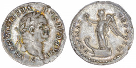 EMPIRE ROMAIN
Vespasien (69-79). Denier 75, Rome.
C.368 - RIC.93 ; Argent - 3,55 g - 19 mm - 6 h 
Beau flan et frappe vigoureuse. Superbe.