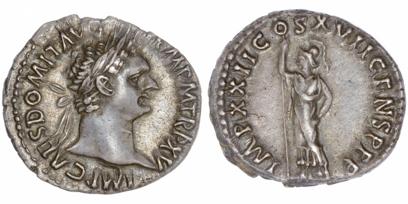 EMPIRE ROMAIN
Domitien (81-96). Denier 95-96, Rome.
C.290 - RIC.193 ; Argent -...