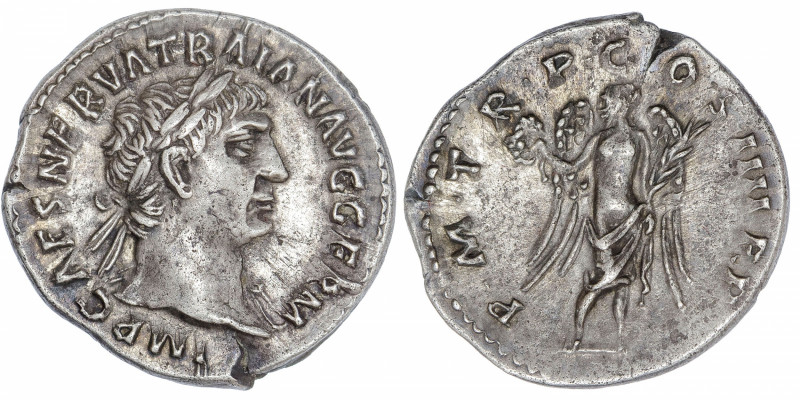 EMPIRE ROMAIN
Trajan (98-117). Denier 101-102, Rome.
C.240 - RIC.58 ; Argent -...