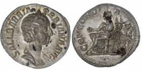 EMPIRE ROMAIN
Orbiane (225). Denier 225, Rome.
C.1 - RIC.319 ; Argent - 2,54 g - 17 mm - 6 h 
Quelques concrétions. Assez rare. TTB .