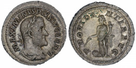 EMPIRE ROMAIN
Maximin (235-238). Denier 236-238, Rome.
C.75 - RIC.20 ; Argent - 3,01 g - 20 mm - 6 h 
Belle patine. Superbe à Fleur de coin.