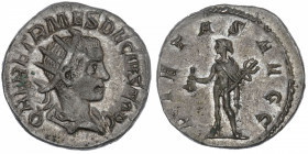 EMPIRE ROMAIN
Herennius Etruscus (250-251). Antoninien 250, Rome.
C.11 - RIC.142b ; Billon - 4,30 g - 21 mm - 12 h 
TTB à Superbe.