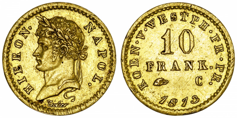 ALLEMAGNE
Westphalie, Jérôme Napoléon (1807-1813). 10 frank 1813, C, Cassel.
F...