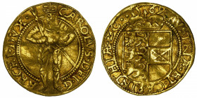 AUTRICHE
Charles archiduc (1564-1590). Ducat 1569, Klagenfurt.
Fr.54 ; Or - 3,29 g - 21 mm - 5 h 
Flan légèrement voilé. Type rare. TB à TTB.