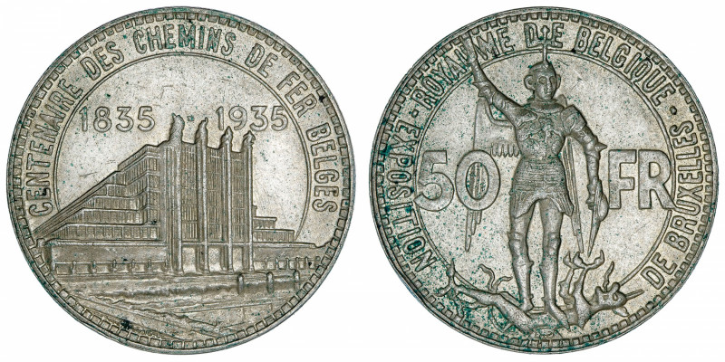 BELGIQUE
Léopold III (1934-1951). 50 francs, Exposition Universelle, frappe méd...