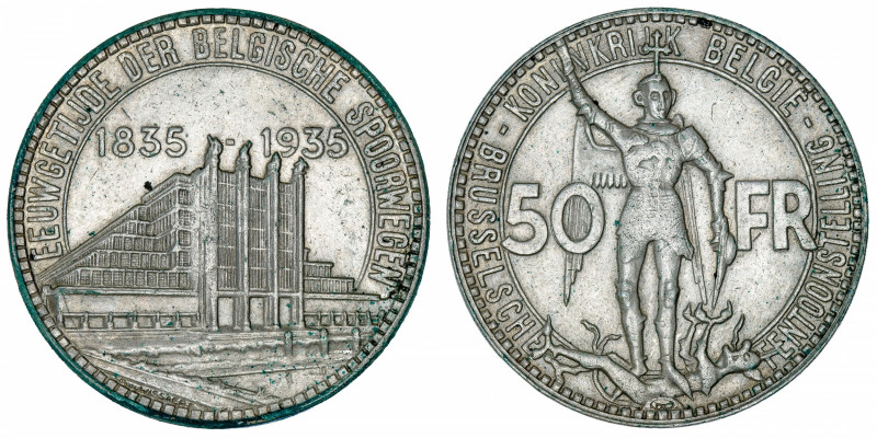 BELGIQUE
Léopold III (1934-1951). 50 francs, Exposition Universelle 1935, Bruxe...