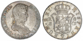 ESPAGNE
Ferdinand VII (1808-1833). 8 réaux 1816 CJ, Séville.
KM.466.4 ; Argent - 26,99 g - 38 mm - 12 h 
TB à TTB.