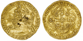 FRANCE / CAPÉTIENS
Jean II le Bon (1350-1364). Franc à cheval ND (1360).
Dy.294 - Fr.279 ; Or - 3,84 g - 29 mm - 2 h 
Flan relativement large. TTB....