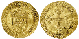 FRANCE / CAPÉTIENS
Charles VIII (1483-1498). Écu d’or au soleil, 1ère émission ND (1483), Limoges.
Dy.575 - Fr.318 ; Or - 3,36 g - 26 mm - 4 h 
TB....