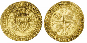 FRANCE / CAPÉTIENS
Louis XII (1498-1514). Écu d’or au porc-épic ND (1507-1515), Paris.
Dy.655 - Fr.325 ; Or - 3,17 g - 26,5 mm - 3 h 
Flan relative...