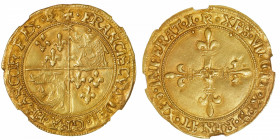 FRANCE / CAPÉTIENS
François Ier (1515-1547). Écu d’or au soleil du Dauphiné, 1er type ND (1522-1528), R couronnée, Romans.
Dy.782 - Fr.354 ; Or - 3,...