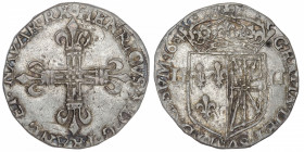 FRANCE / CAPÉTIENS
Henri IV (1589-1610). Quart d’écu de Navarre 1604, Saint-Palais.
Dy.1238 ; Argent - 8,16 g - 29 mm - 12 h 
TTB.